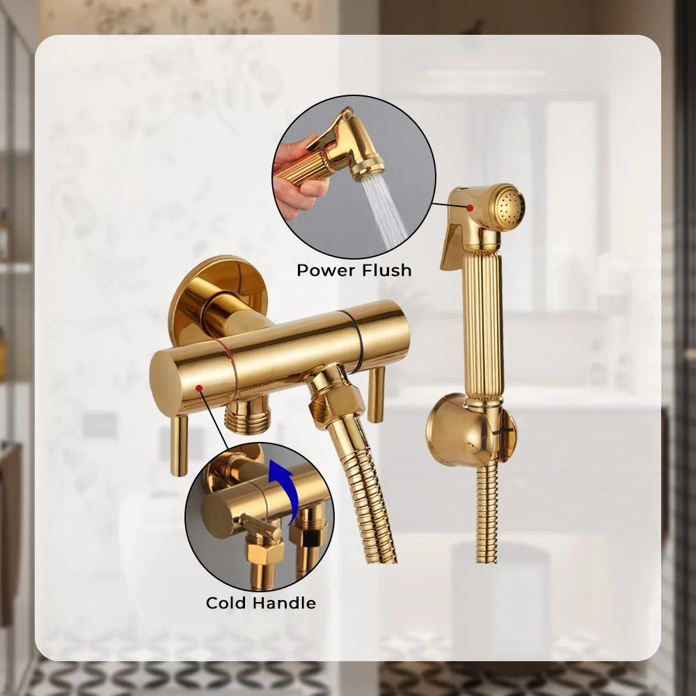 Смеситель для биде Classic Brass с душем, настенный