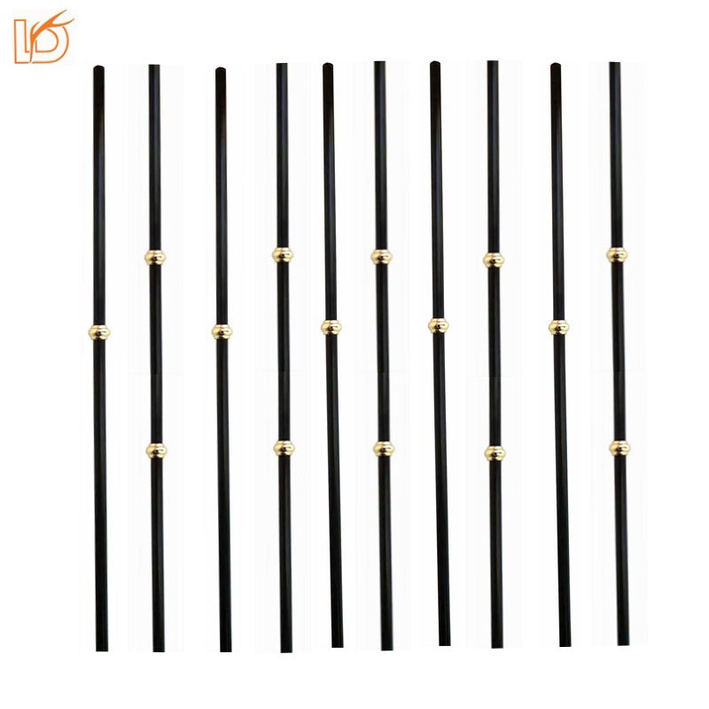 Wrought Iron Stairs Railing Baluster Brass Golden Color Round Collar
