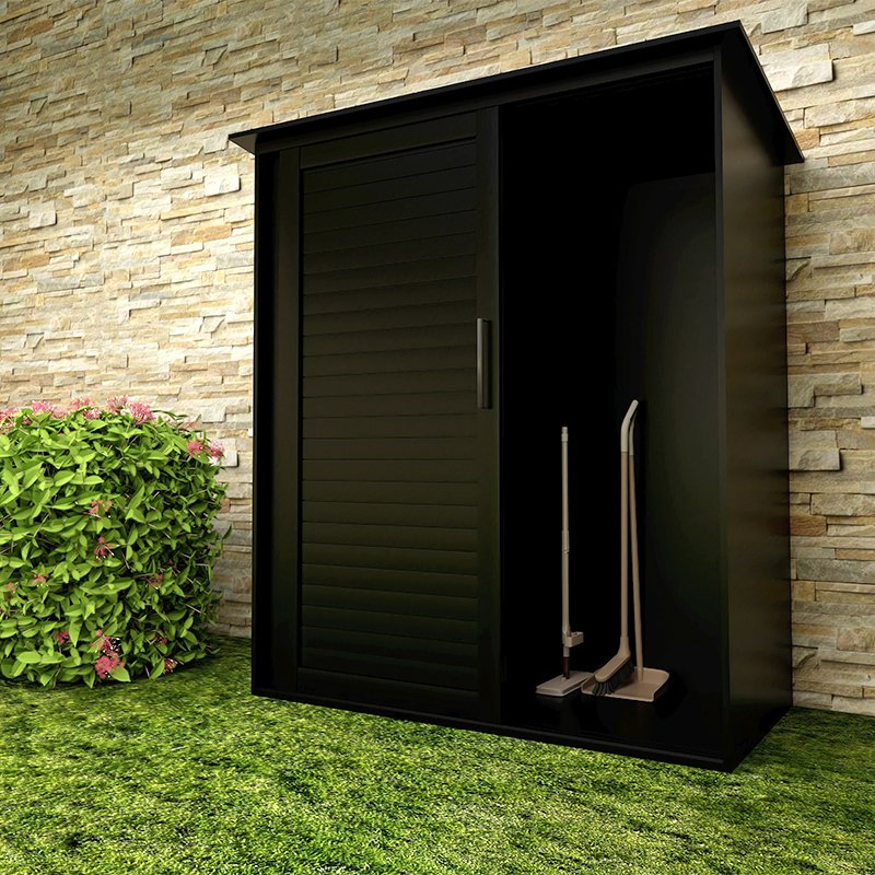 Outdoor Storage Shed, Metal Garden Tool Shed with Sloping Roof and Lockable Door