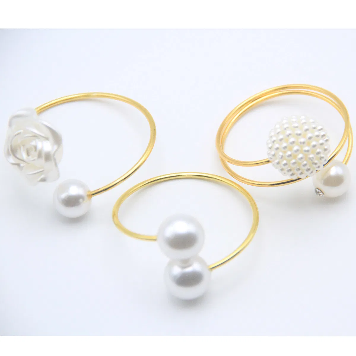 Wholesale Creative Rose Round Pearl Metal Napkin Ring Hotel Table