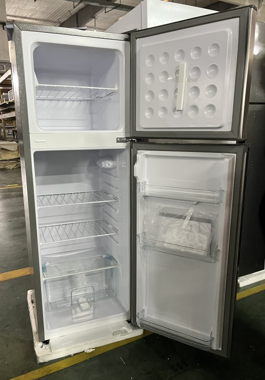 138L Double Door Refrigerator, Compact Fridge with Freezer Compartment