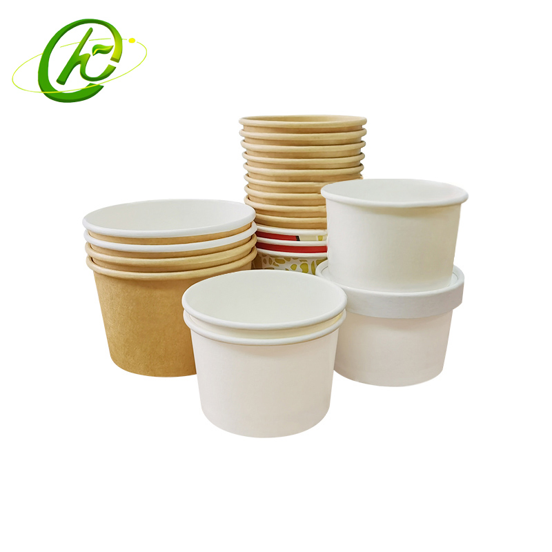 Custom Logo Printed Dessert Paper Bowl Smoothie Disposable Ice Cream Paper Cups