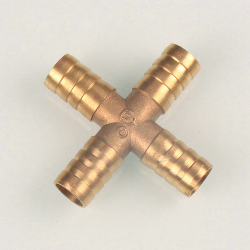 4 Way Brass Hose Barbd Cross Fitting Pipe Fitting for PVC Pipe