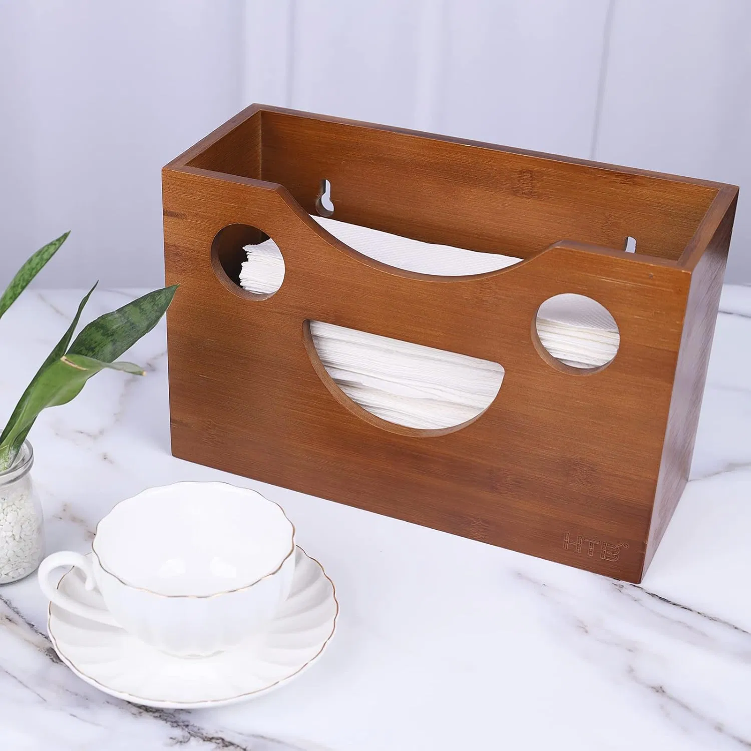 Bamboo Household Kitchen, Bathroom, Bedroom Wall Mounted Tissue Box