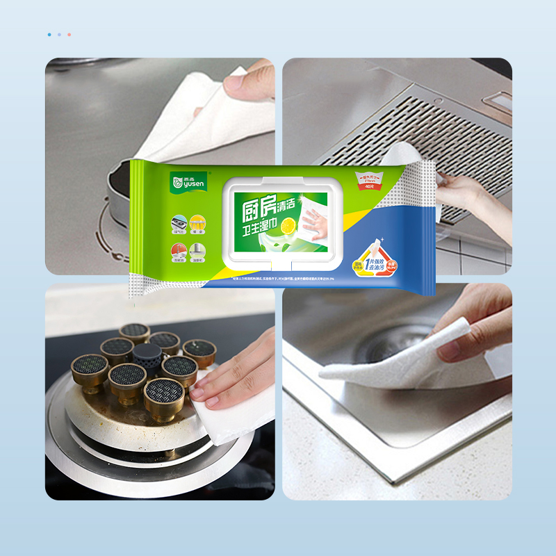 Disposable Powerful Oil Removal Kitchen Cleaning Wet Wipes for Stain Removing Disposable Cleaning Wet Wipe