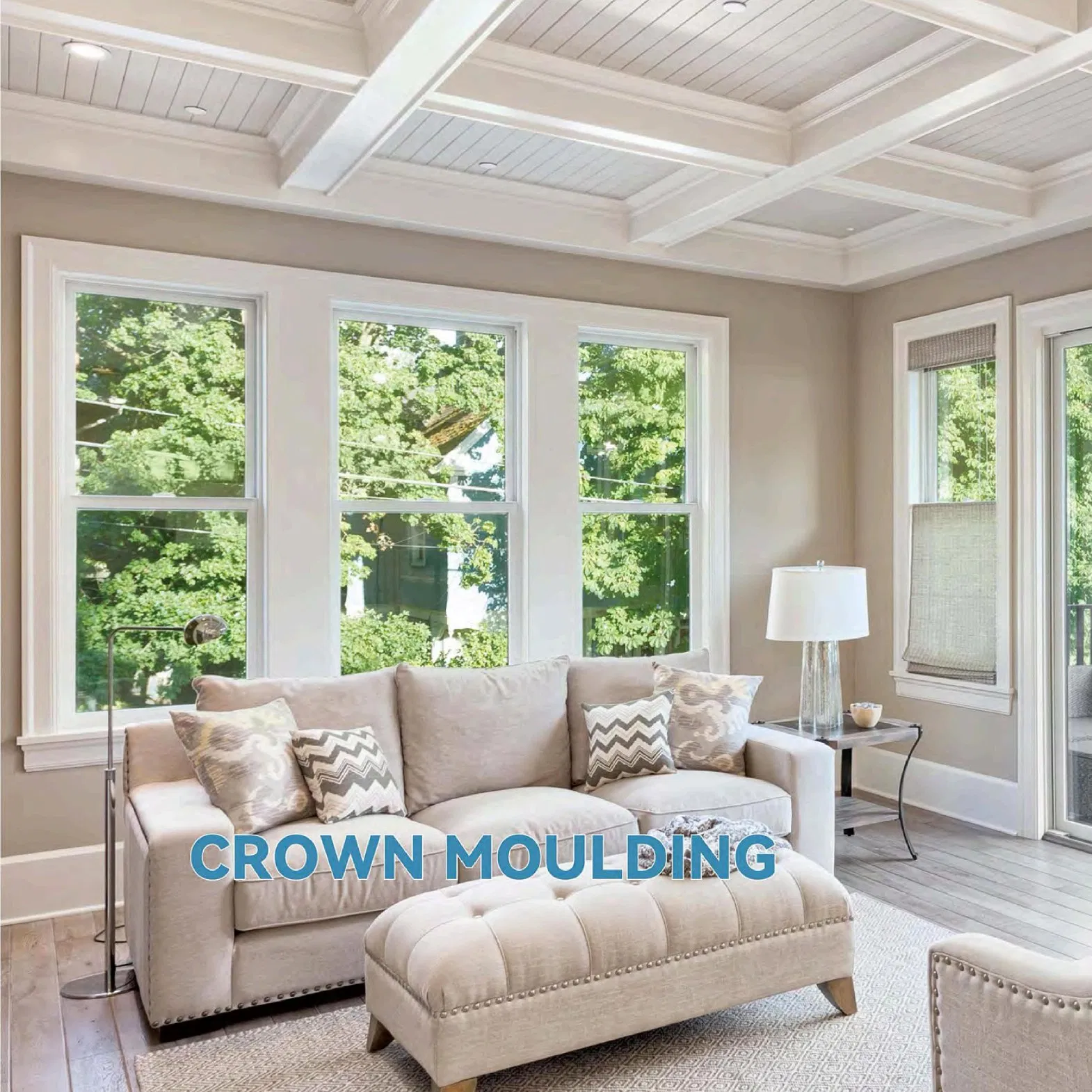 Primed PS Crown Mouldings Wall and Ceiling Decorative Finger-Jointed Moldings