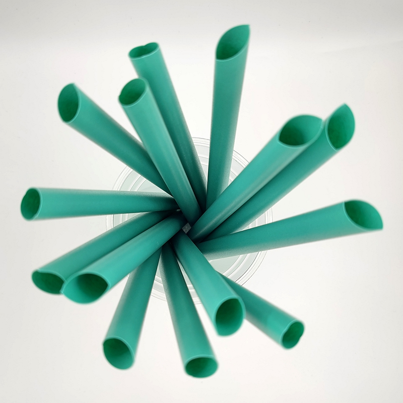 Composable Custom Plastic Coffee Grounds Green Straws with Logo