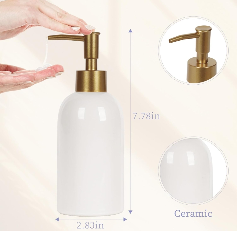 Elegant Look Single Ceramic Dispenser Pure White Neutral Bathroom Accessories
