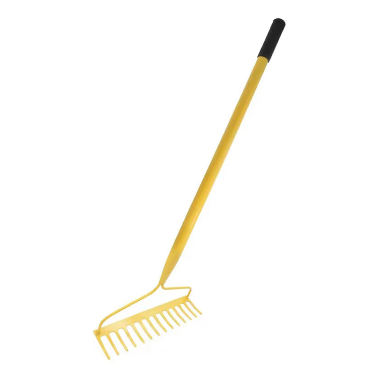 Heavy-Duty Metal Leaf Rake with Long Handle for Gardens Leaf Cleanup
