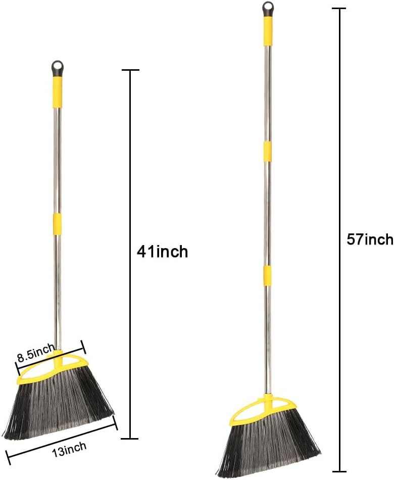 Split-End Stiff Bristle Outdoor Broom with Adjustable Pole