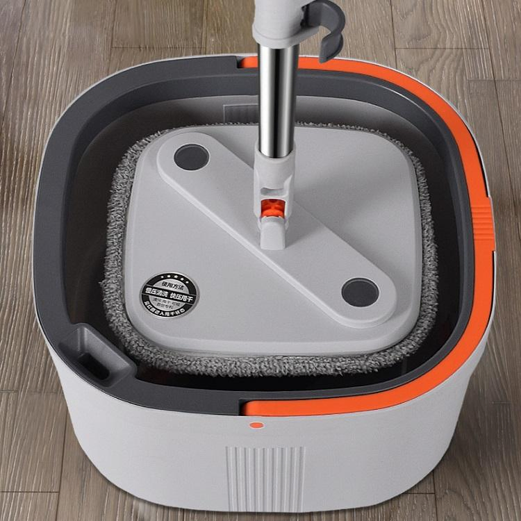 Mop and Bucket with Self Set Upgraded Square Microfiber Spinning Mop Clean Dirty Water Separate Design