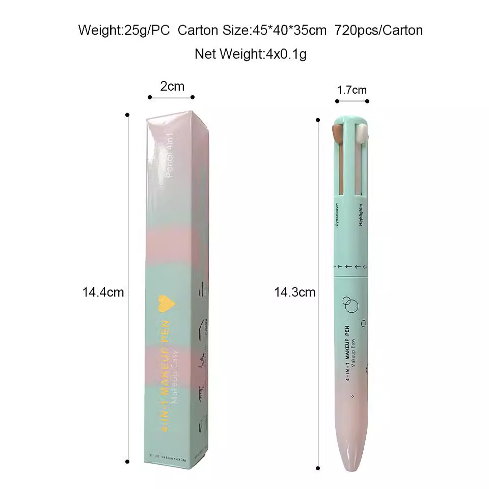 4-in-1 Touch-up Makeup Pen with Highlighter Eyeliner Eyebrow and Lip Liner Refills