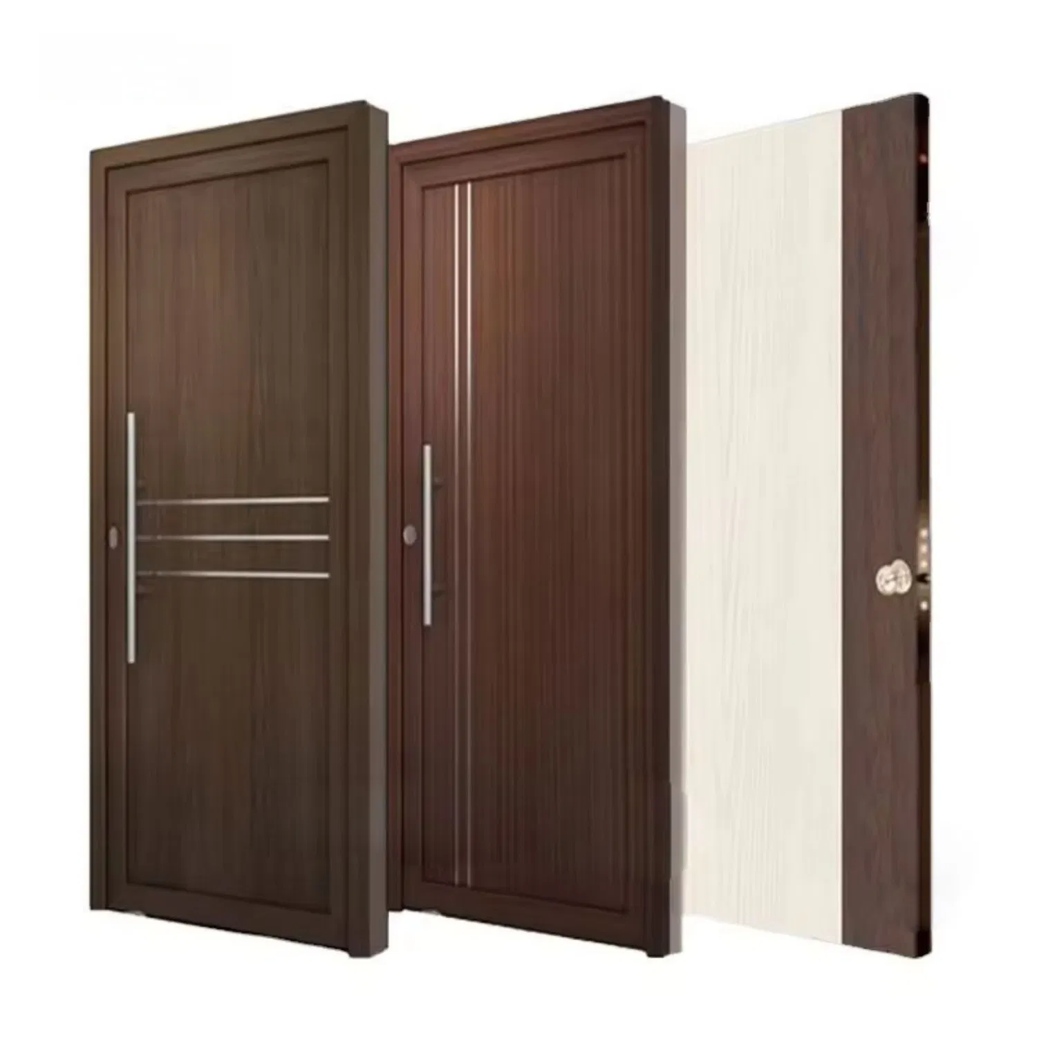 Entrance Security Metal Security Exterior Front WPC Wrought Iron Door Steel Home Turkish PVC Sliding Wooden Wood Door Steel Security Door with Hardwar Sale