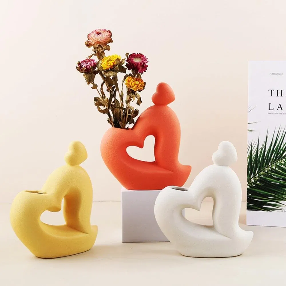 Hydroponic Flower Modern Figurines Ceramic Vase Human-Shaped Hollow Design Abstract Wbb21896