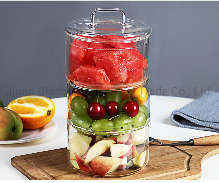European Style Glass Bowl with Transparent Coverfruit Dessert Candy Snack Storage Jar  Glass Salad Bowl