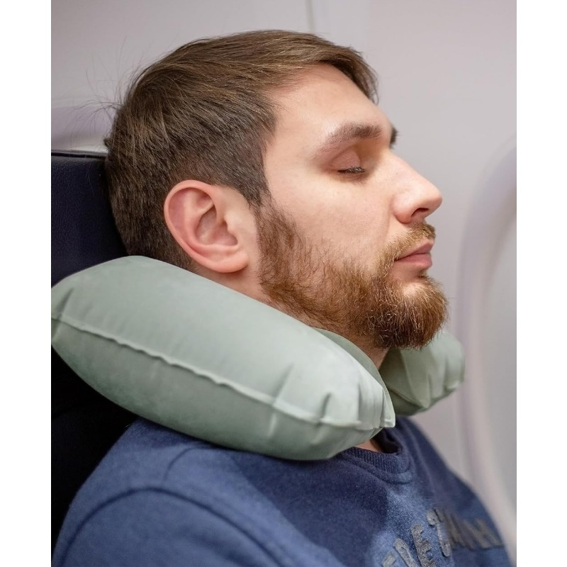 Hot Selling U-Shaped Grey Inflatable Bath Neck Cushion Soft Quickly-Drying Bathtub Pillow