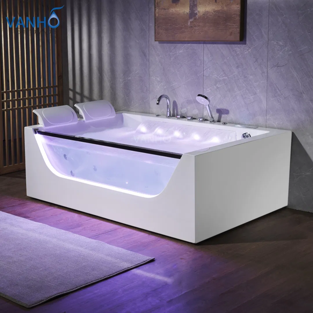 Угловая акриловая ванна для двоих с гидромассажем