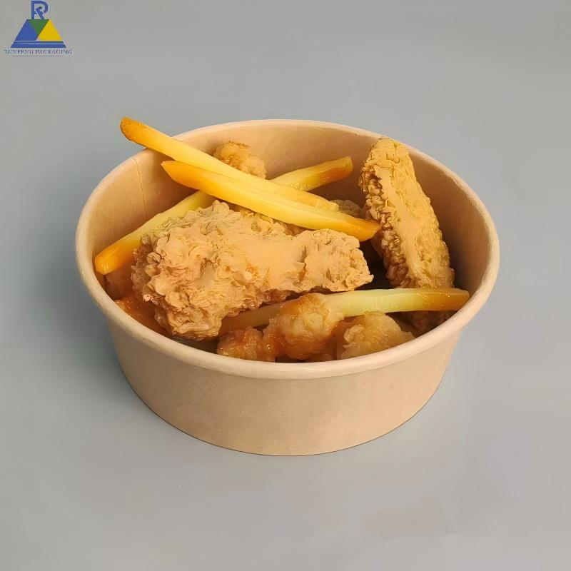 Takeaway Food Lunch Round Paper Bowl Disposable Paper Kraft Salad Bowl for Food