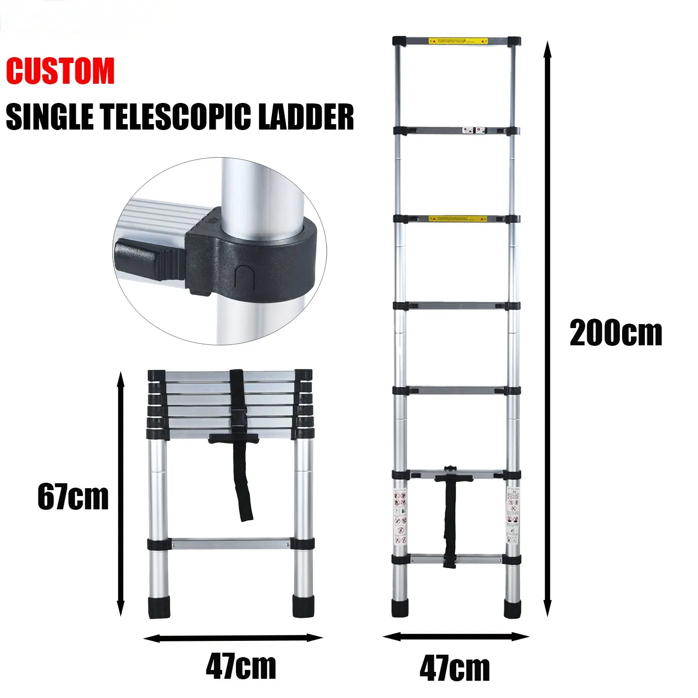 China Factory Wholesale Aluminum Alloy Heavy Duty Retractable Ladder for Household