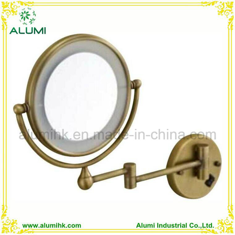 Hotel Bath Wall Mounted LED Light Round Magnifying Mirror 3X Bronze