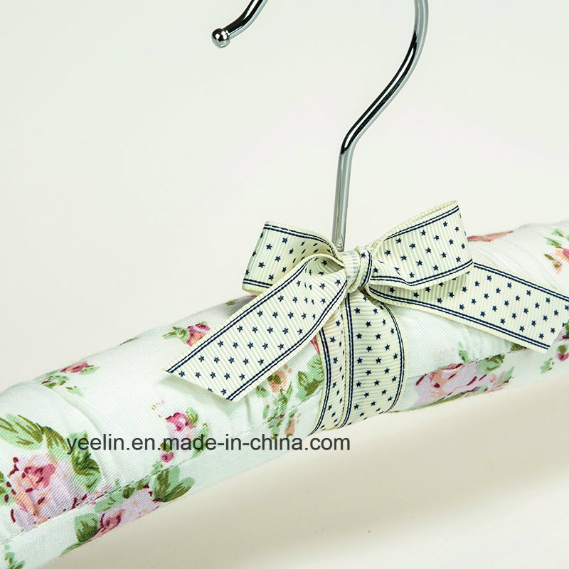 Satin Padded Clothes Hangers Flower Printed Clothes Hangers