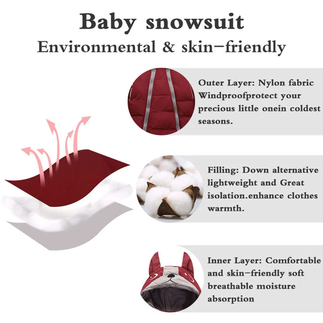 Spot Supply Toddler Infant Winter Snowsuit Coat Warm Cute Bunting Bag