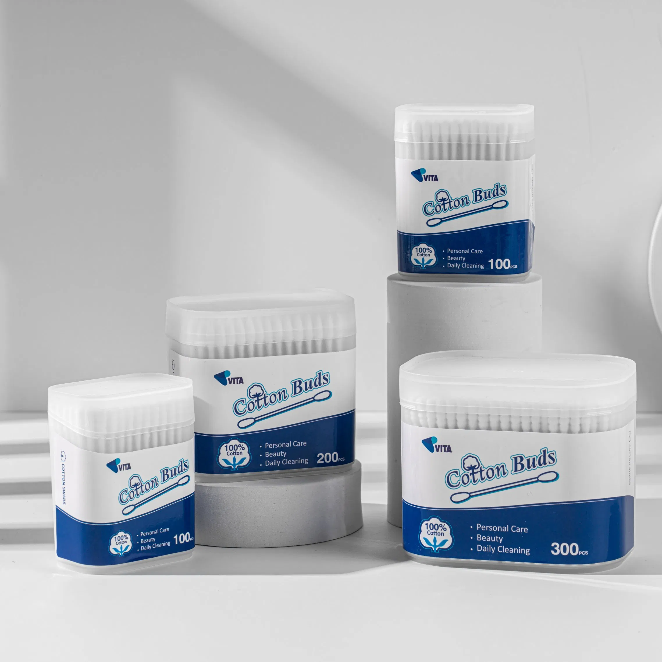 300 PCS Multi-Purpose Cotton Swabs with Paper Sticks