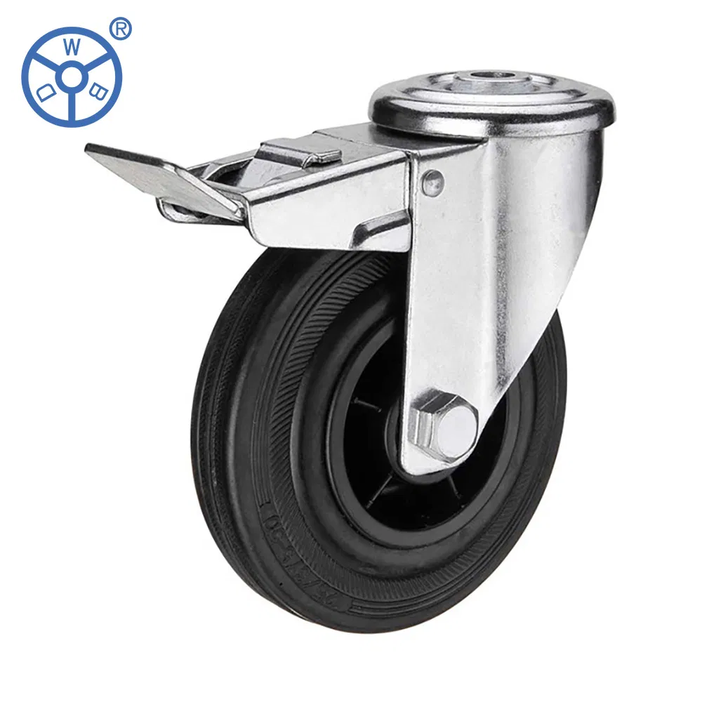 Wbd 100mm 125mm Swivel European Type Medium Duty Black Rubber Caster