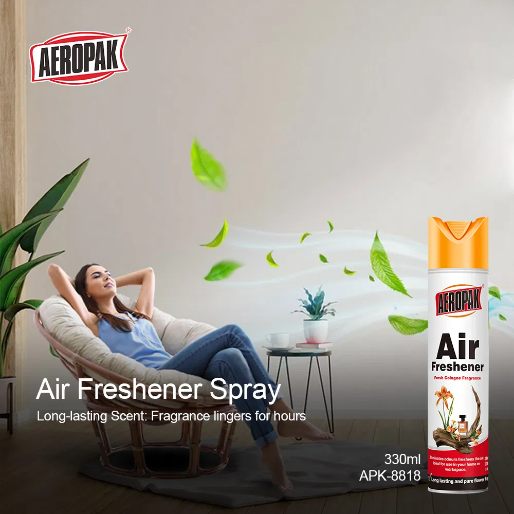 Aeropak 330ml Aerosol Cologne Scent Non Toxic Fragrance Dispenser OEM Customization Supported Refillable Air Freshener Spray