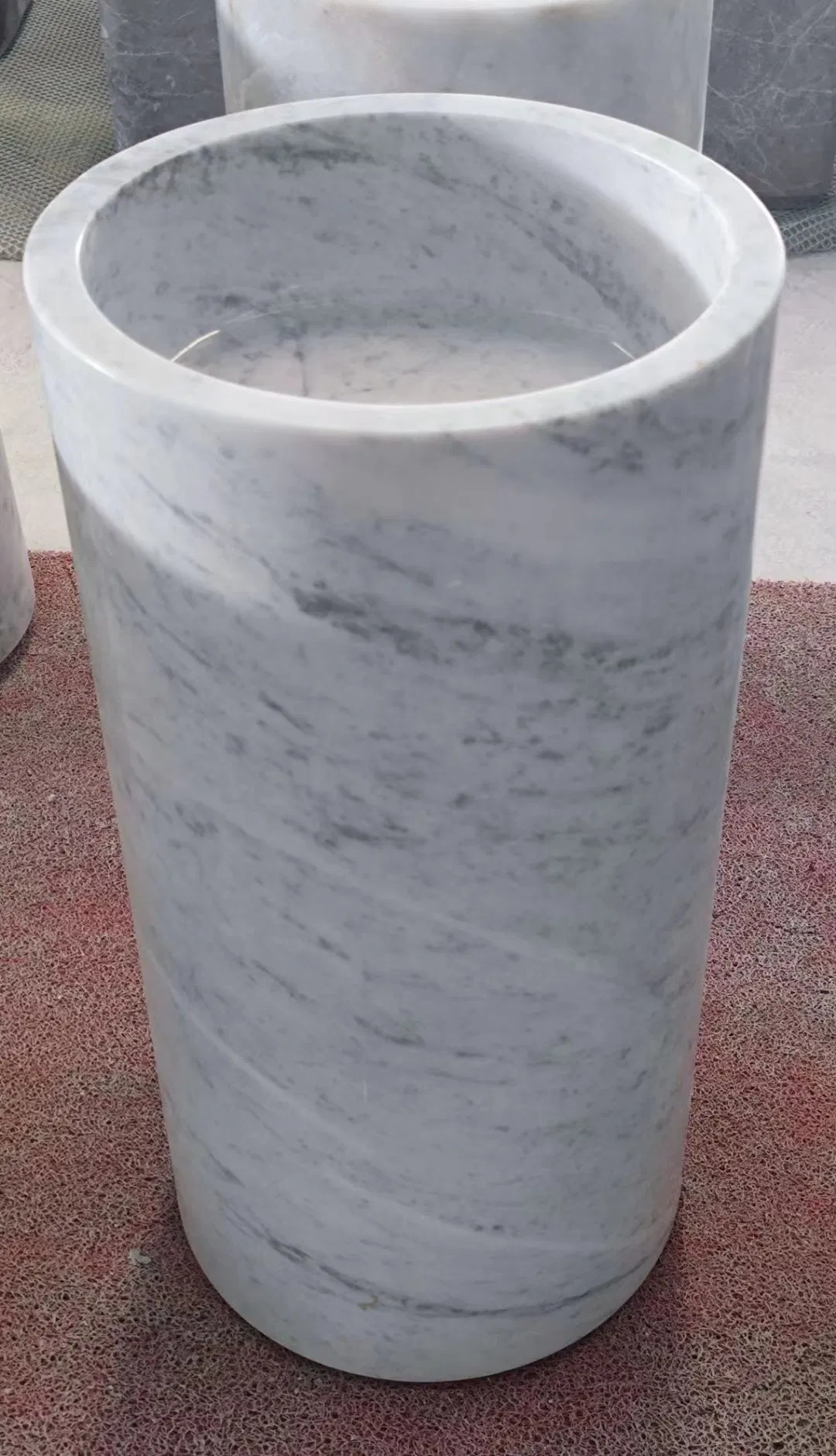 Free Standing Calacatta White Marble Onyx Round Wash Basin for Bathroom