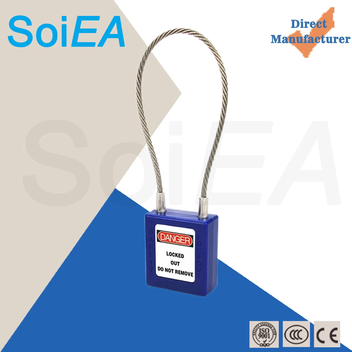 Lockout Tagout Industrial Safety Steel Cable Lock Dustproof Security Closed Shackle Stainless Steel Nylon Long Safety Padlock