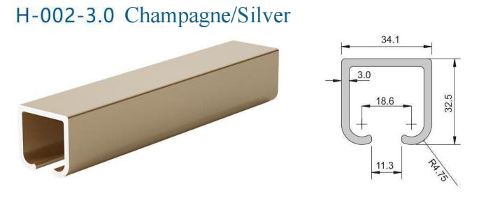 Champagne White Aluminum Profile Track Rail for Hanging Sliding Door Roller