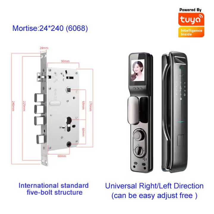 Russian Fingerprint Handle Mortise 6085 Latch Doors Locks for Front Door