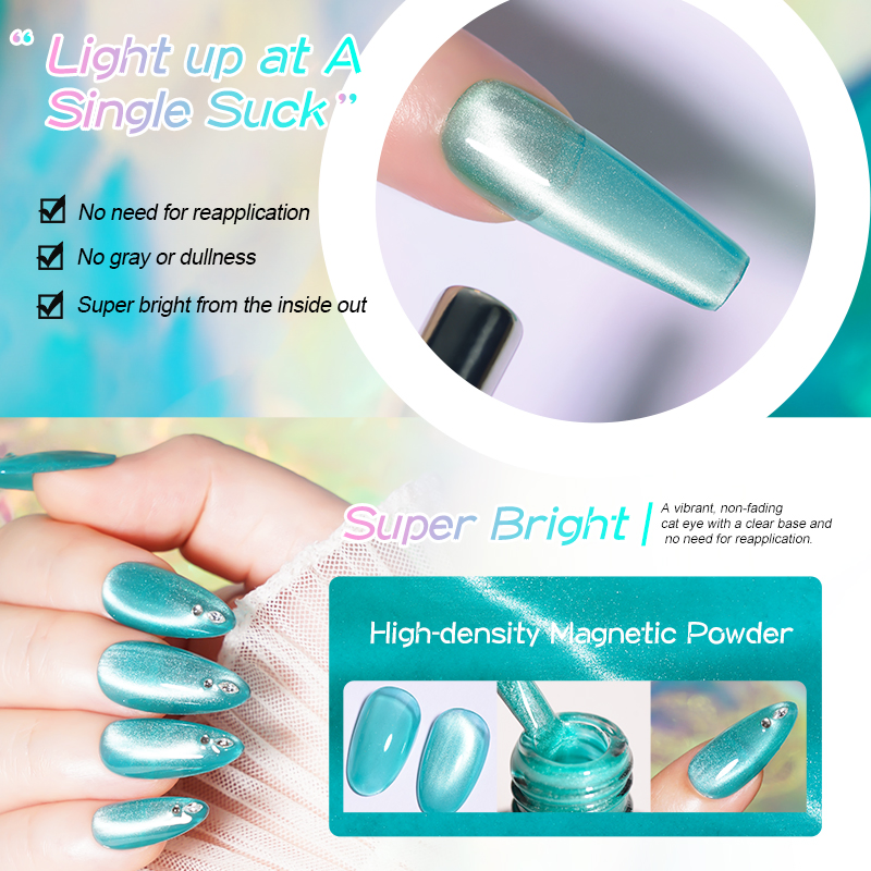 RS Nail 12 Colors Hema Free Crystal Cat Eye Gel Magic Three Step Gel Polish for Nail Gel Polish Art