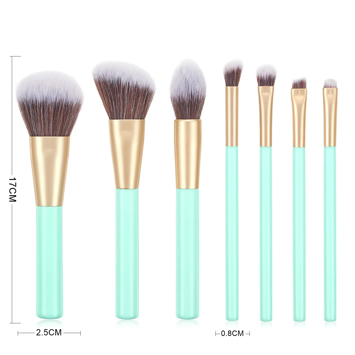 7PCS Green Eye Makeup Brush Blend Flat Green Wooden Handle Cosmetic Makeup Brushes Makeup Brush Set