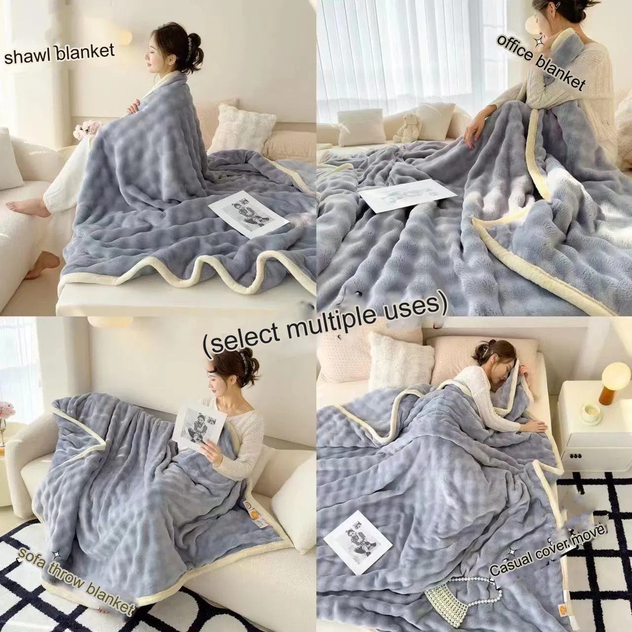 Теплый флисовый плед-накидка для дивана и путешествий