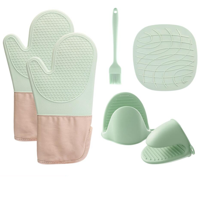 Oven Mitts Gloves Set Hot Pads for Kitchen Cooking Grill