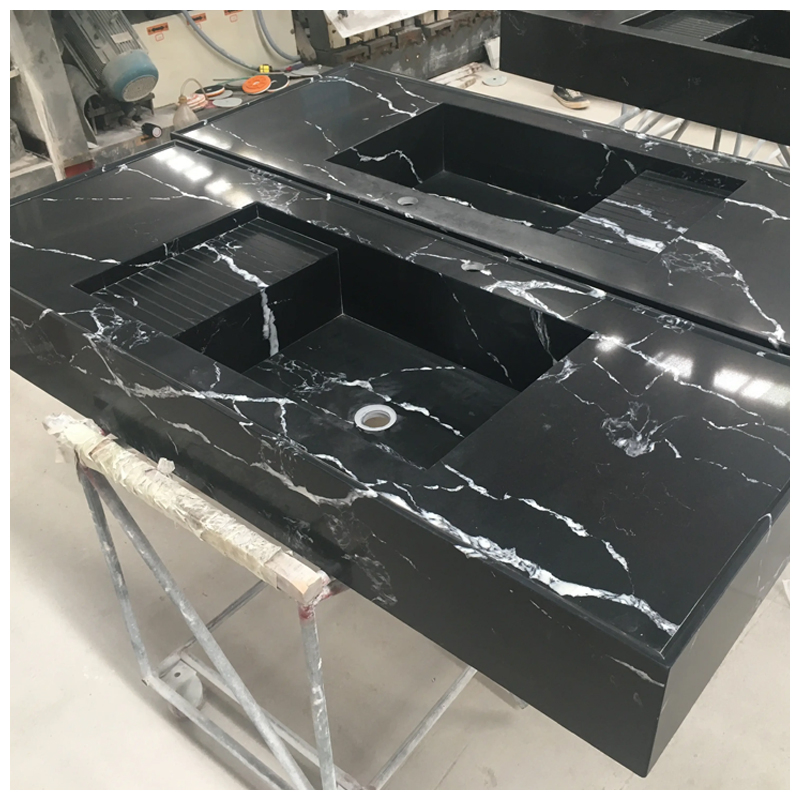 Nero Marquina Black Quartz Bathroom Washbasin