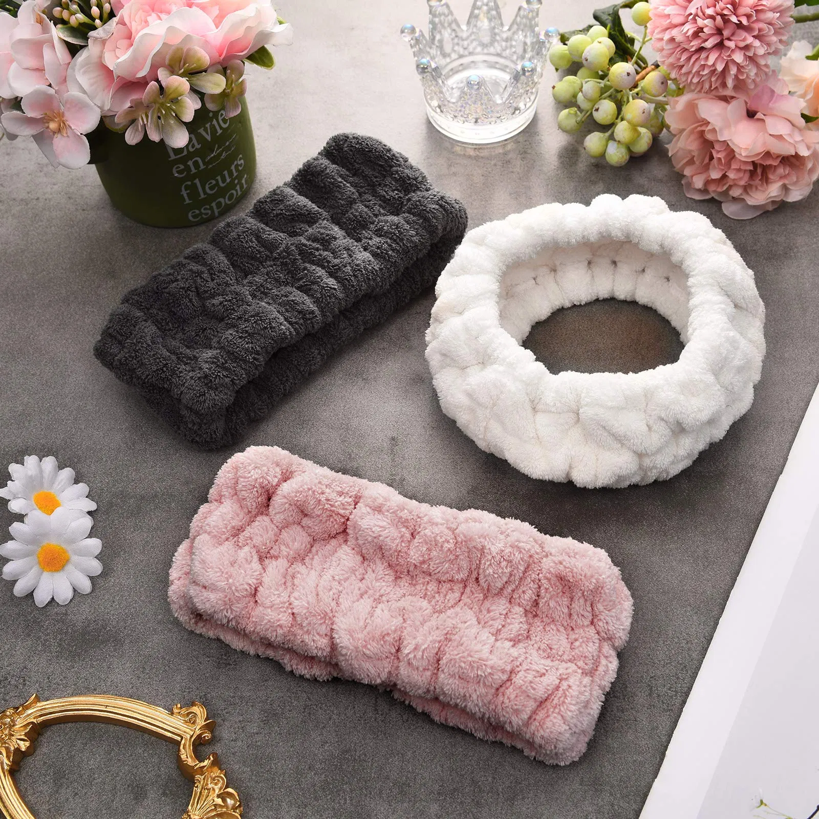 Soft Terry Cloth 3 Pieces SPA Headband for Women Facial Makeup Headband