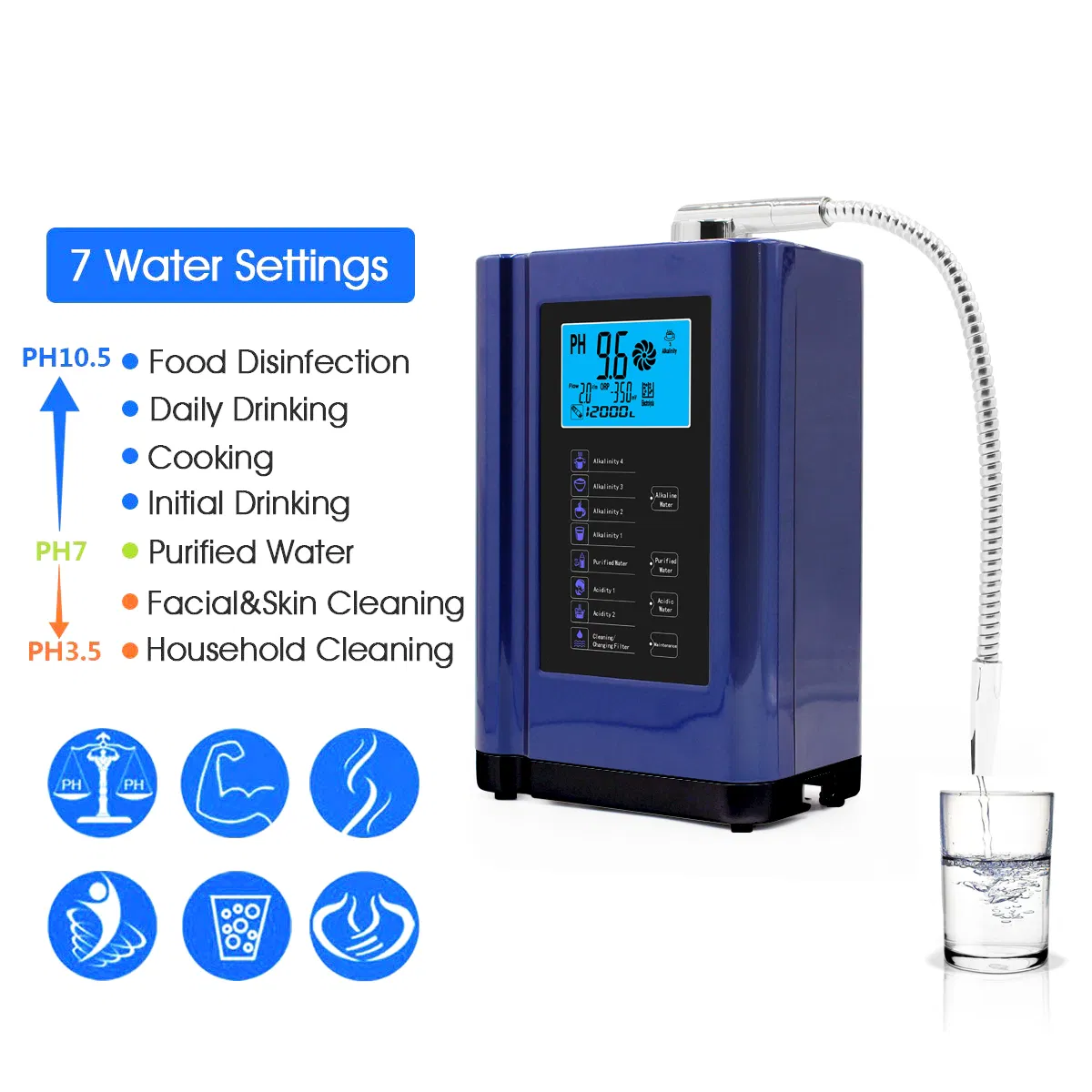 Hottest Factory Supllier Alkaline Water Ionizer Machine with 5/7 Plates
