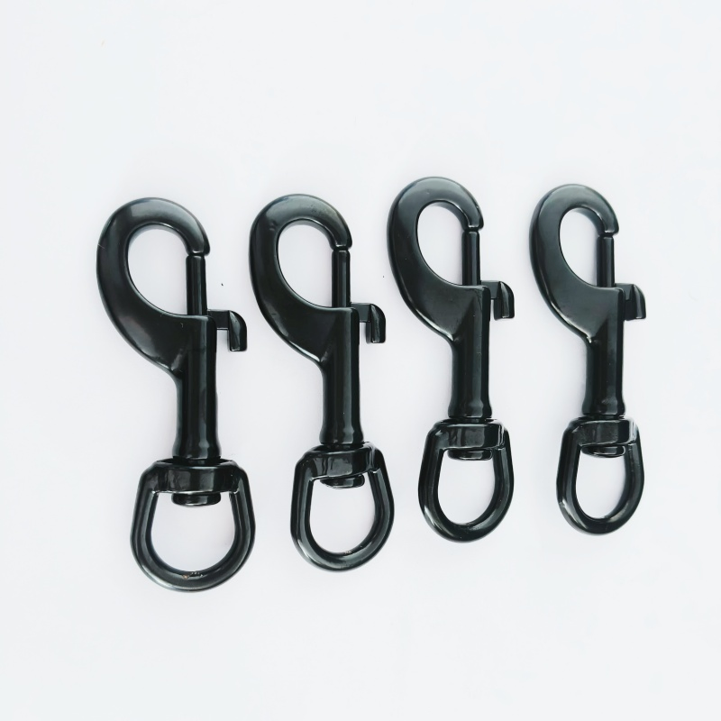 Black Single Swivel Eye Bolt Snap Hook Stainless Steel Clip for Diving and D Rings