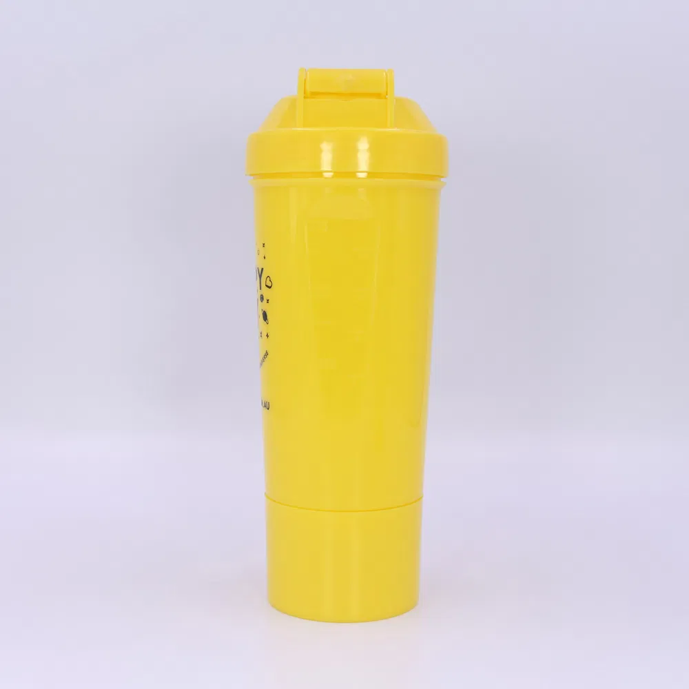 Durable 500ml/17oz slim shaker bottle with netting and container for gym travel