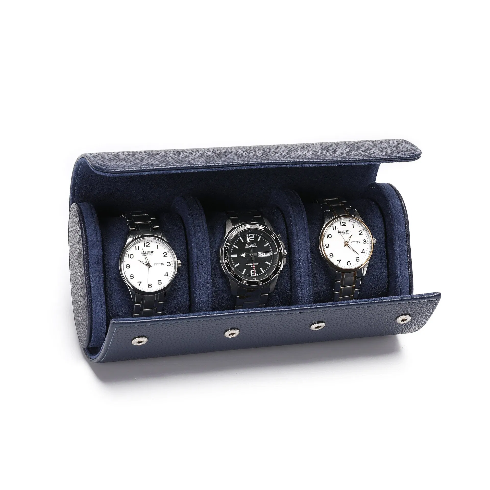 3 Slot Watch Roller Jewelry Custom Logo Watch Box Luxury Watch Leather OEM for Men and Women