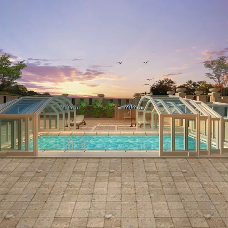 Insulated Weatherproof Glass Solarium Sunroom with Black Steel Frame Villa Steel Framing Hexagonal Sunroom