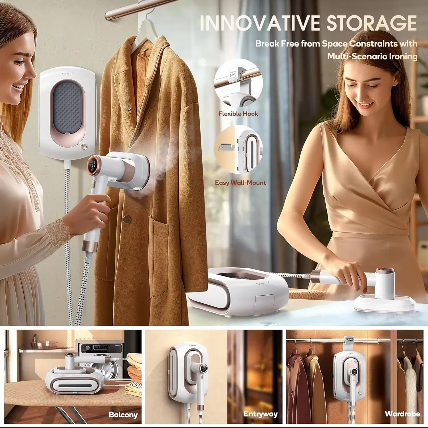 New Portable Steam Iron for Clothes and Garment Steamer Electric Steam Iron for Home Use with Adjustable Settings
