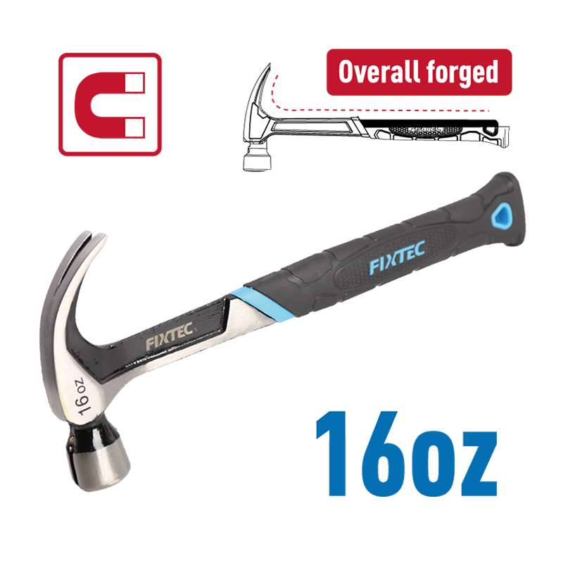 Fixtec Hand Tools 16 20 Oz Heat Treatment Overall Forged Magnetic Nail Function Claw Hammer