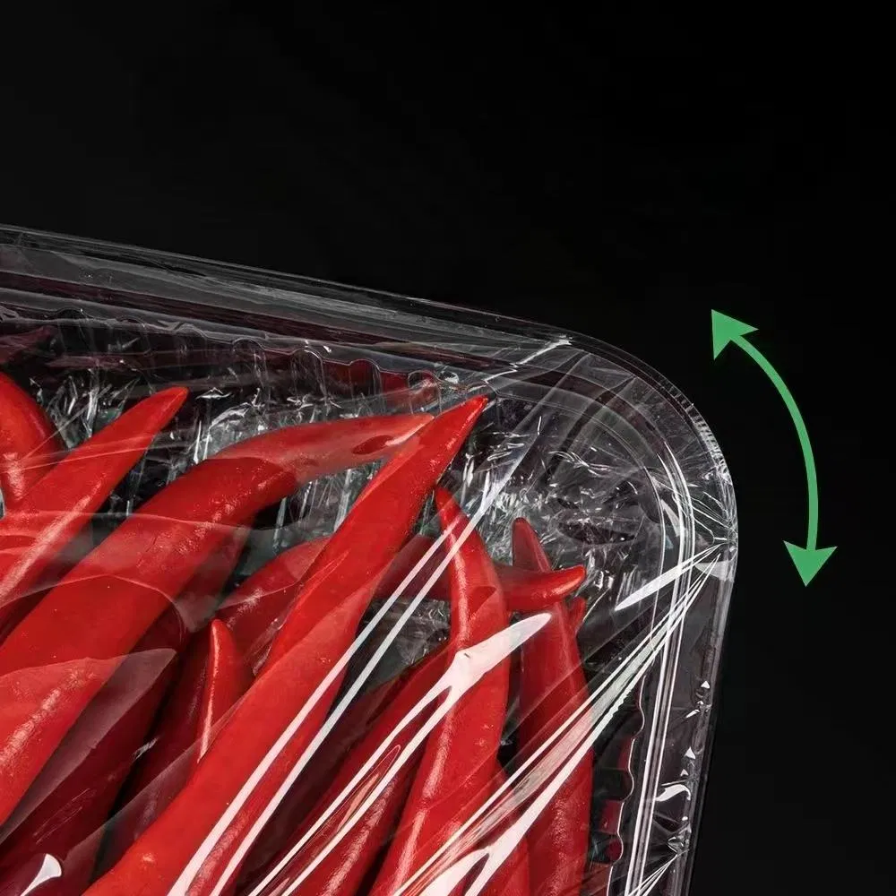 Custom Recycled Clear Disposable Stackable Plastic Fruit Vegetable Tray Packaging for Supermarket