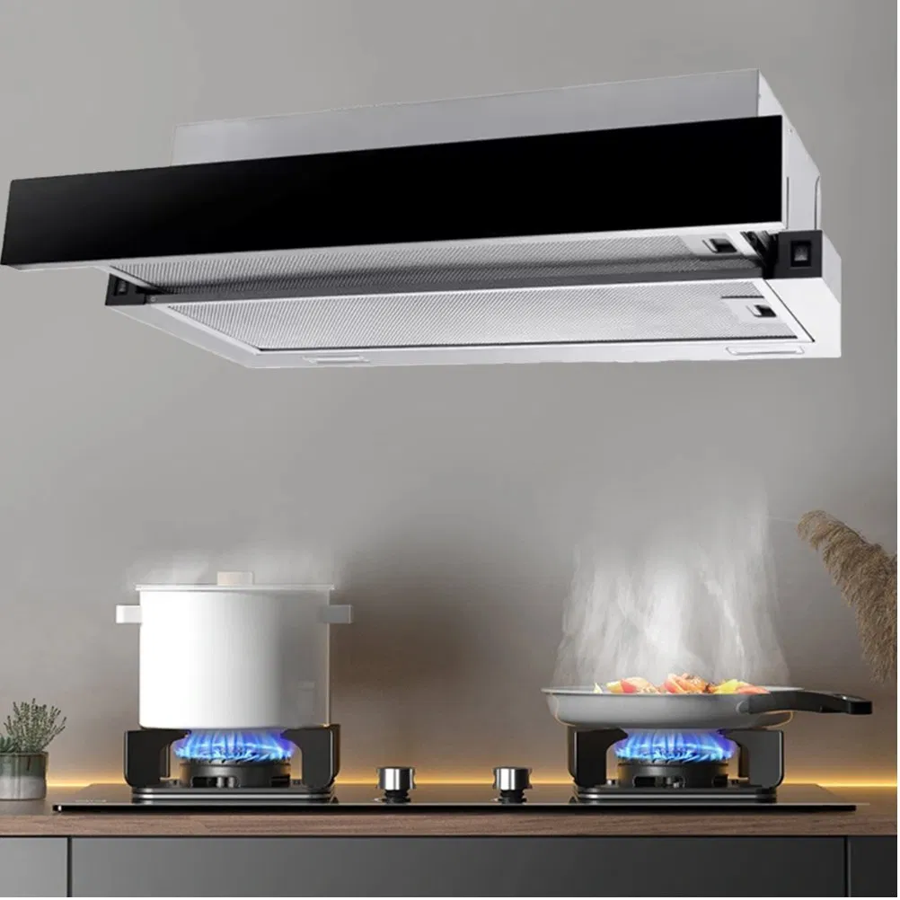 Wholesale Household Installed by Under Cabinet Slim Hood Product Copper Motor Motion Kitchen Slim Hood with Push Botton