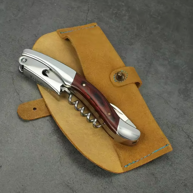 3 in 1 Multifunction Bottle Opener/ Wine Opener with Pakka Wooden Handle (SE-WO719)