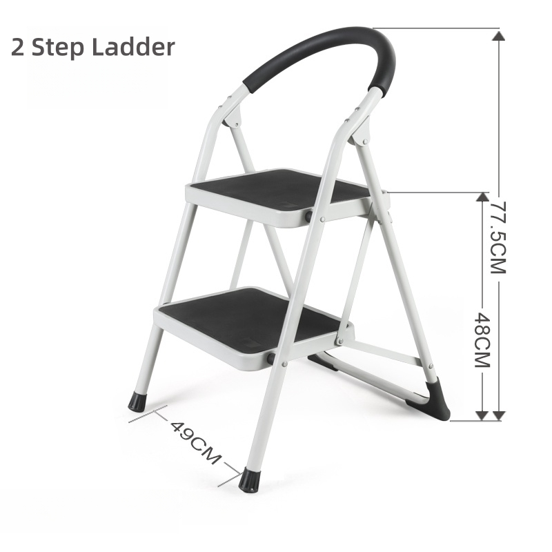 Hot Selling Folding 2 Step Ladder Anti-Slip Sturdy Household Portable Step Stool Foldable Ladders with Cushioned Handle